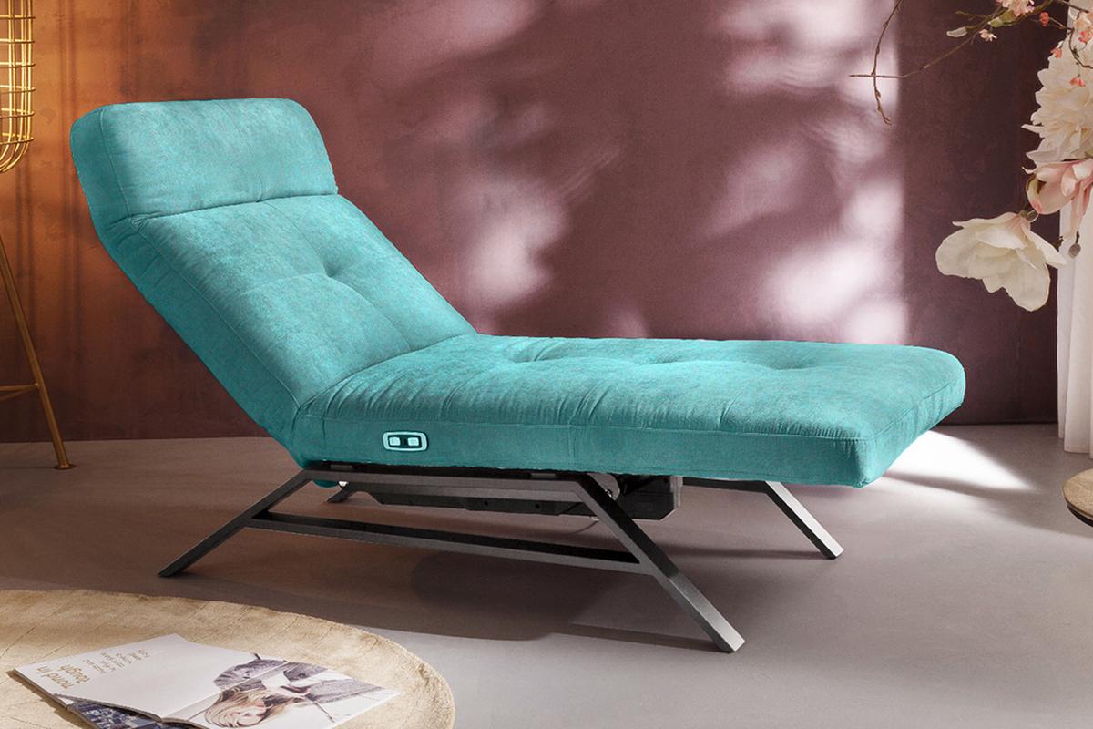LIEGE MIT MOTORISCHER RELAXFUNKTION AMERIVA Smaragdgrün Velvet Relaxfunktion - Smaragdgrün/Silberfarben, Textil (80/110/158cm) - KAWOLA