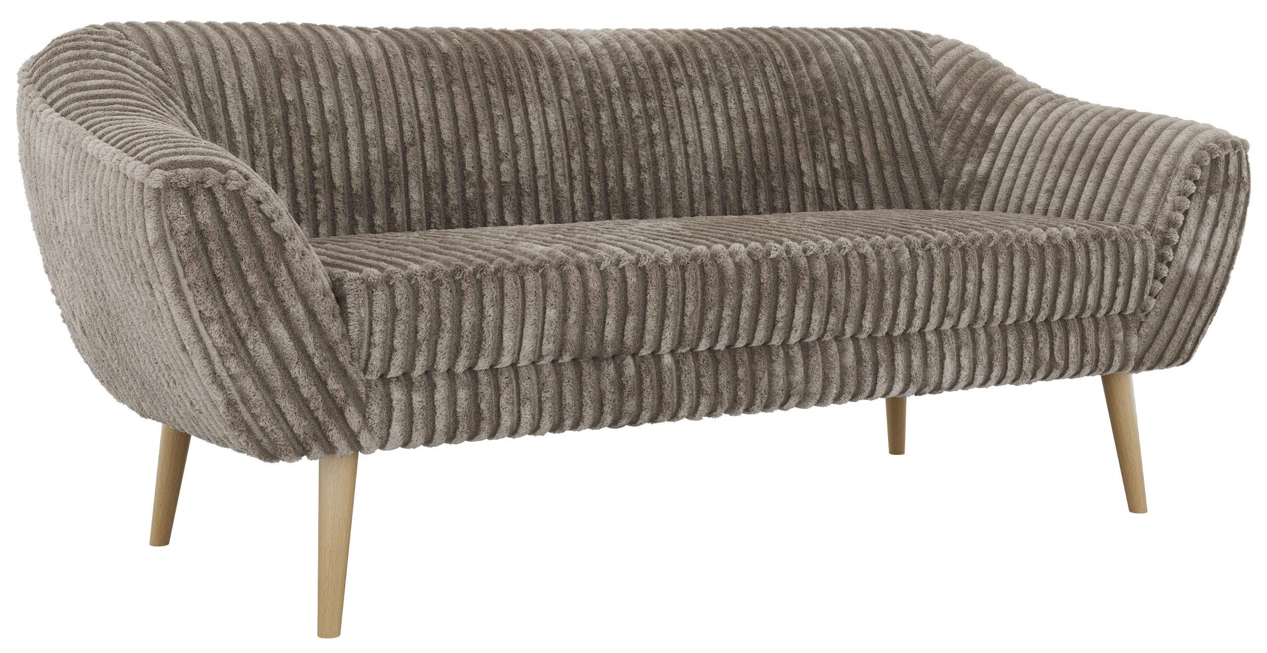3-SITZER-SOFA PIRS - Hellbraun Cord - Holzbeine - Hellbraun/Buchefarben, Holzwerkstoff/Textil (180/75/74cm) - MKS