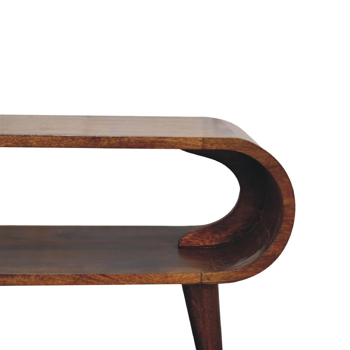 COUCHTISCH aus Massivholz Offener Stauraum, Nordische Beine, Braun - Kastanienfarben/Messingfarben, Holz/Metall (35/90/40cm) - Artisan Furniture