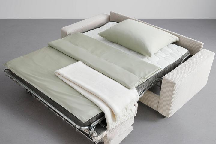 Schlafsofa beige Schlaffunktion aufklappbar
