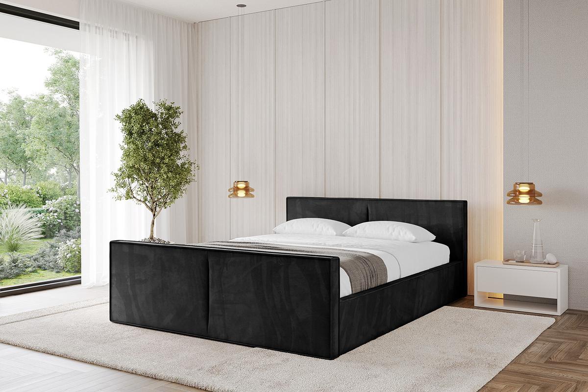 POLSTERBETT mit Bettkasten, Fußteil und Lattenrost, Boxbett mit Matratze H3/H4 - TIVON-Z-V1 180x200 Schwarz - Schwarz, Holzwerkstoff/Textil (180/200cm) - ALTDECOR