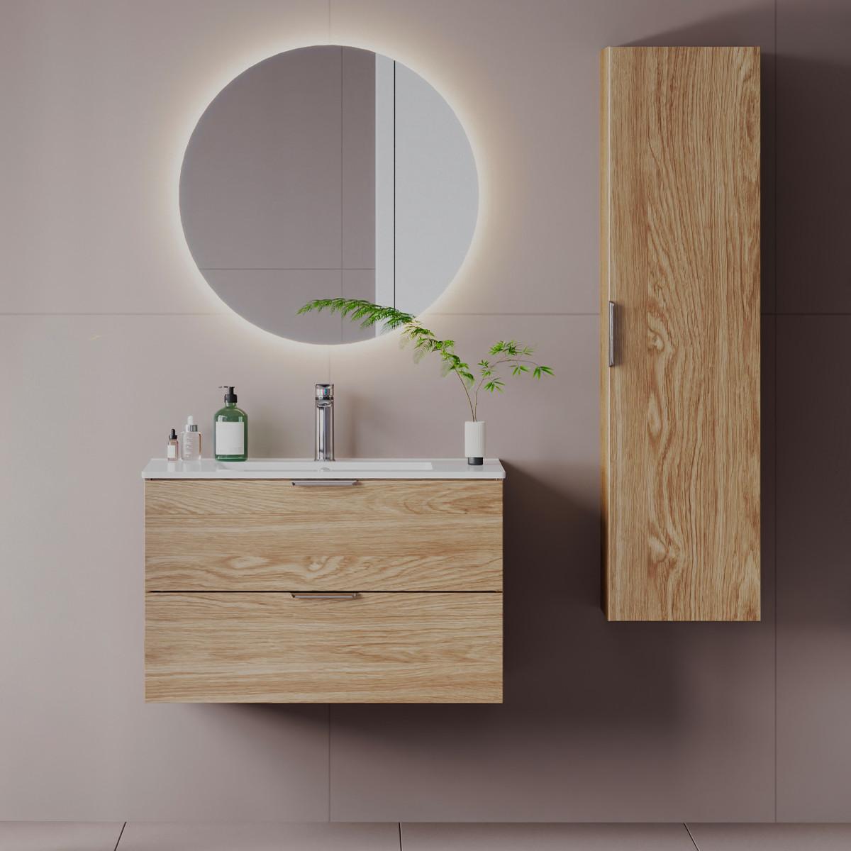 BADMÖBEL 80cm Astrid 2er-Set Holz - Braun, Holzwerkstoff (80/50/45.8cm) - Petits-meubles