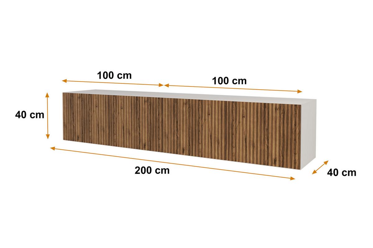 LOWBOARD NOA-2-W 2x100x40x40 cm - Weiß / Katania - Eiche Wotan, Holzwerkstoff (200/40/40cm) - ALTDECOR