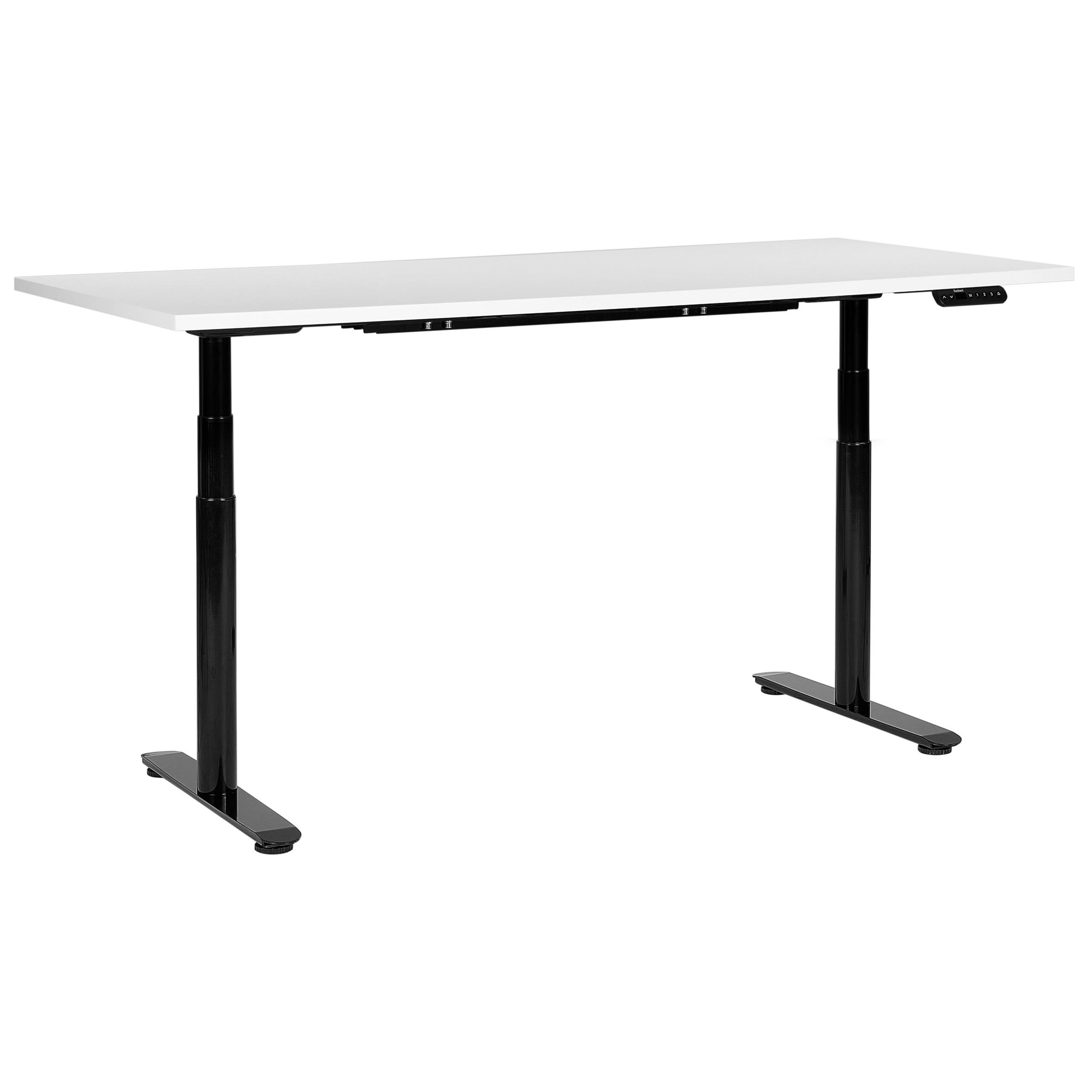 SCHREIBTISCH weißschwarz 180/80cm elektrisch höhenverstellbar Destin IV - Schwarz/Weiß, Holz (80/180/67cm) - Beliani