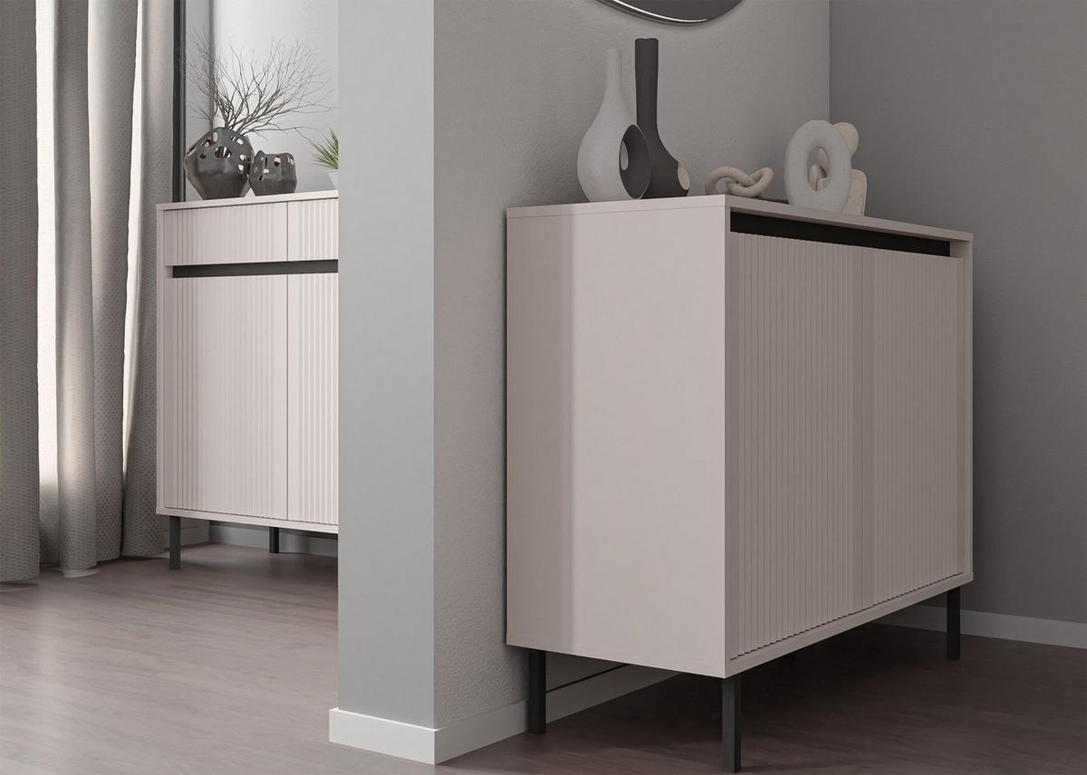 SIDEBOARD Osaka Sandbeige 100 cm - Beige/Schwarz, Holzwerkstoff/Metall (100.2/84.7/40cm) - Selsey