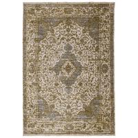 STRUKTURTEPPICH, mit Fransen, ADUR, Medaillon, Erdtöne-Grün, 120 x 160 cm - Grün, Textil (120/160cm) - KADIMA DESIGN
