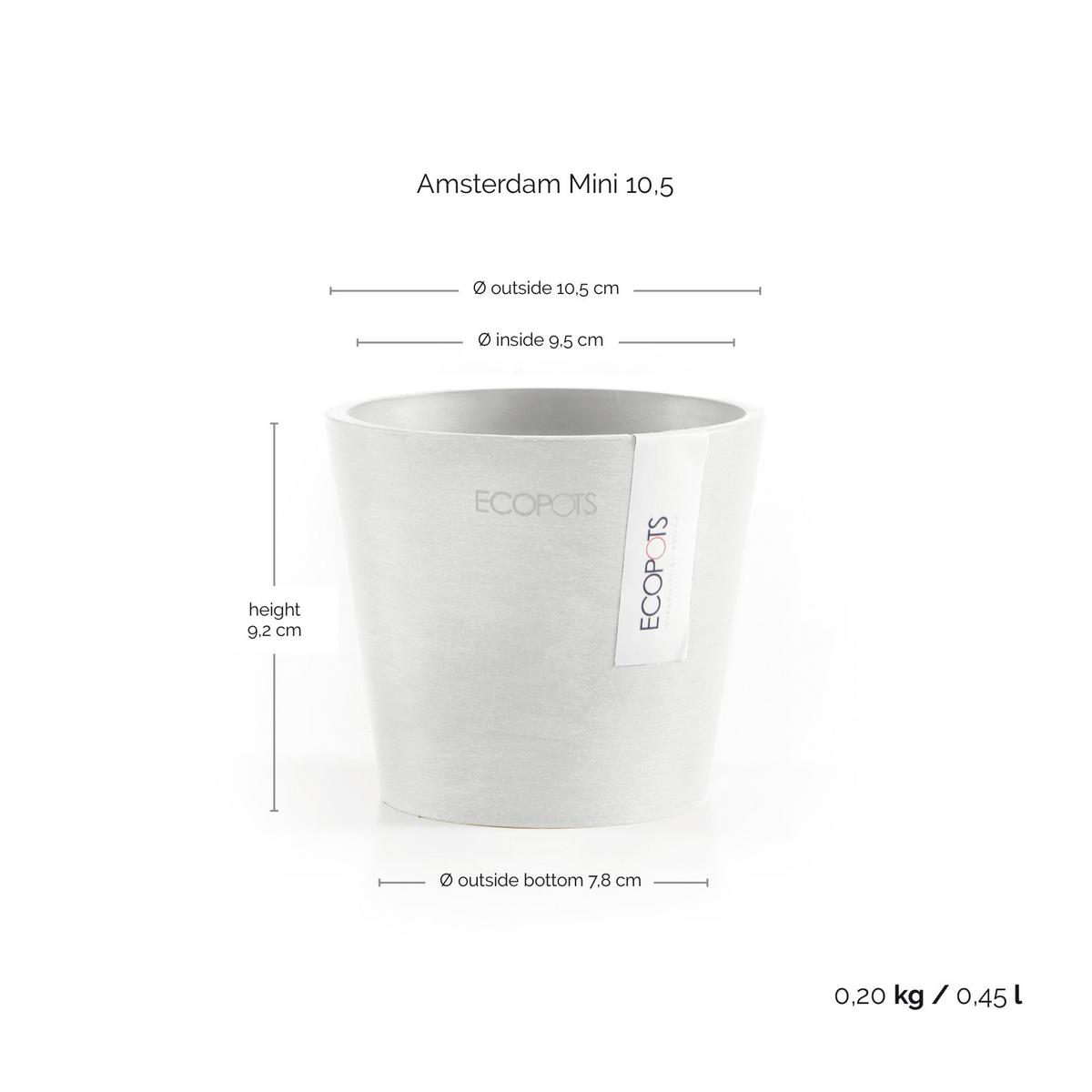 BLUMENTOPF Amsterdam 10,5/9,2 cm Weiß - Weiß, Kunststoff (10.5/9.2cm) - Ecopots