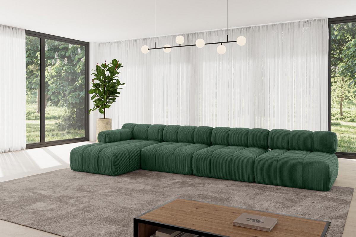 ECKSOFA modulares Sofa Razon-L3 - 380x160x70 cm Grün Cord - Grün, Holzwerkstoff/Textil (380/160cm) - ALTDECOR