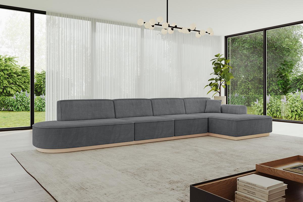 ECKSOFA Ottomane Rechts IREA-L3 - 412x165x80 cm Duneklgrau - Dunkelgrau, Holzwerkstoff/Textil (412/165cm) - ALTDECOR