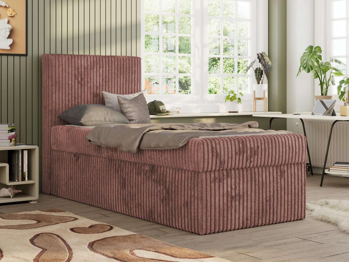 JUGENDBETT TILIO 90/200 - Rosa - H3 - Links Seite - Rosa, Textil (90/200cm) - MKS