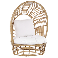 SONNENINSEL Rattan natürlich Kissen weiß Lido - Beige/Weiß, Naturmaterialien (109/150/83cm) - Beliani