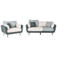 SOFA-SET 4-Sitzer Stoff Grün Bolga - Weiß/Grün, Textil (185/89/83cm) - Beliani