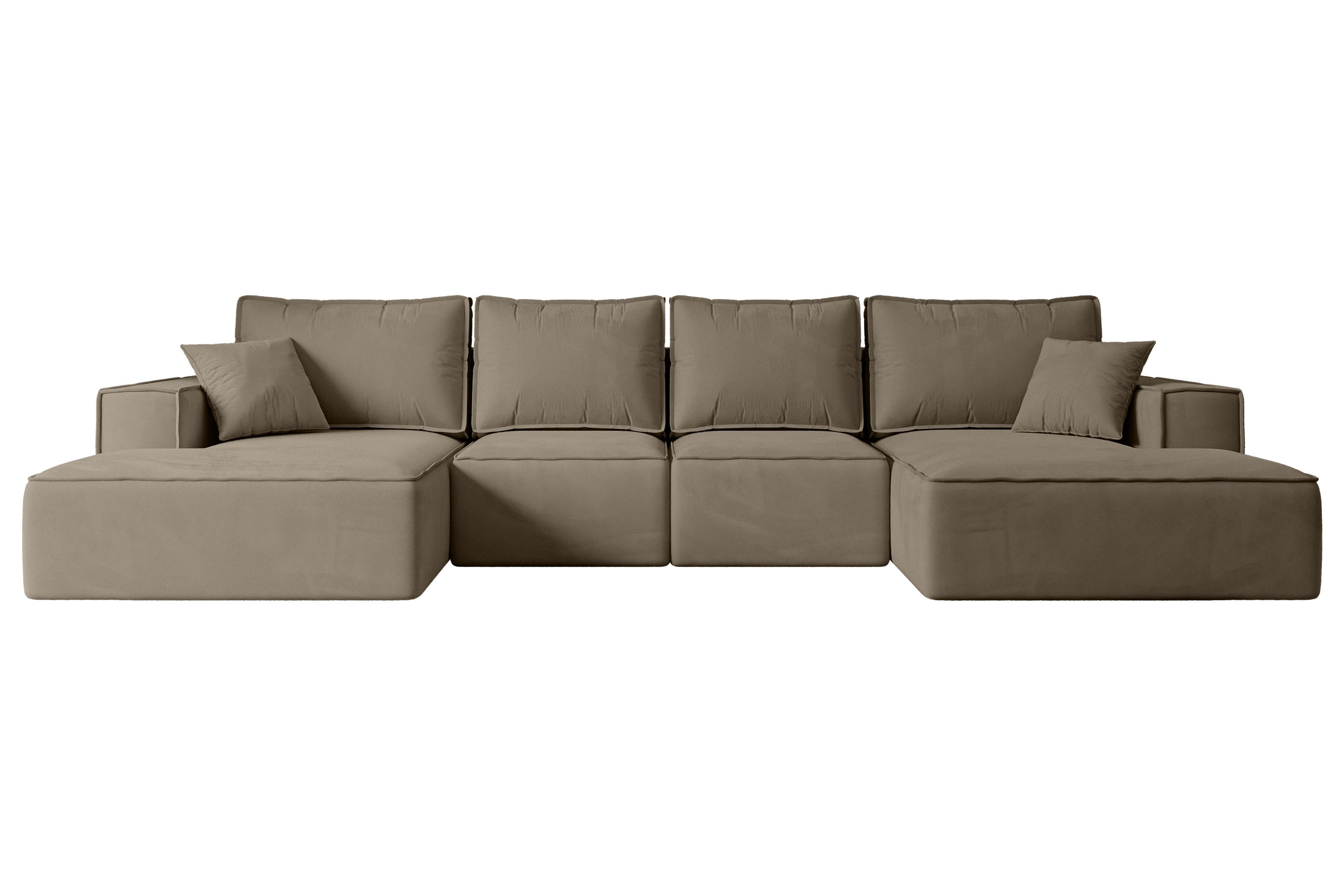 WOHNLANDSCHAFT mit Schlaffunktion und Bettkasten SIERRA-U-S - 349x161x87 cm Braun Velours - Schwarz/Braun, Holzwerkstoff/Kunststoff (349/87/161cm) - ALTDECOR