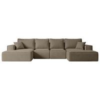 WOHNLANDSCHAFT mit Schlaffunktion und Bettkasten SIERRA-U-S - 349x161x87 cm Braun Velours - Schwarz/Braun, Holzwerkstoff/Kunststoff (349/87/161cm) - ALTDECOR