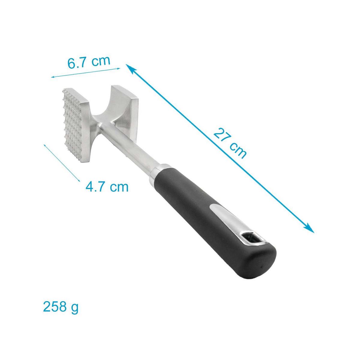 FLEISCHKLOPFER doppelseitig - Silberfarben, Metall (27cm) - Intirilife