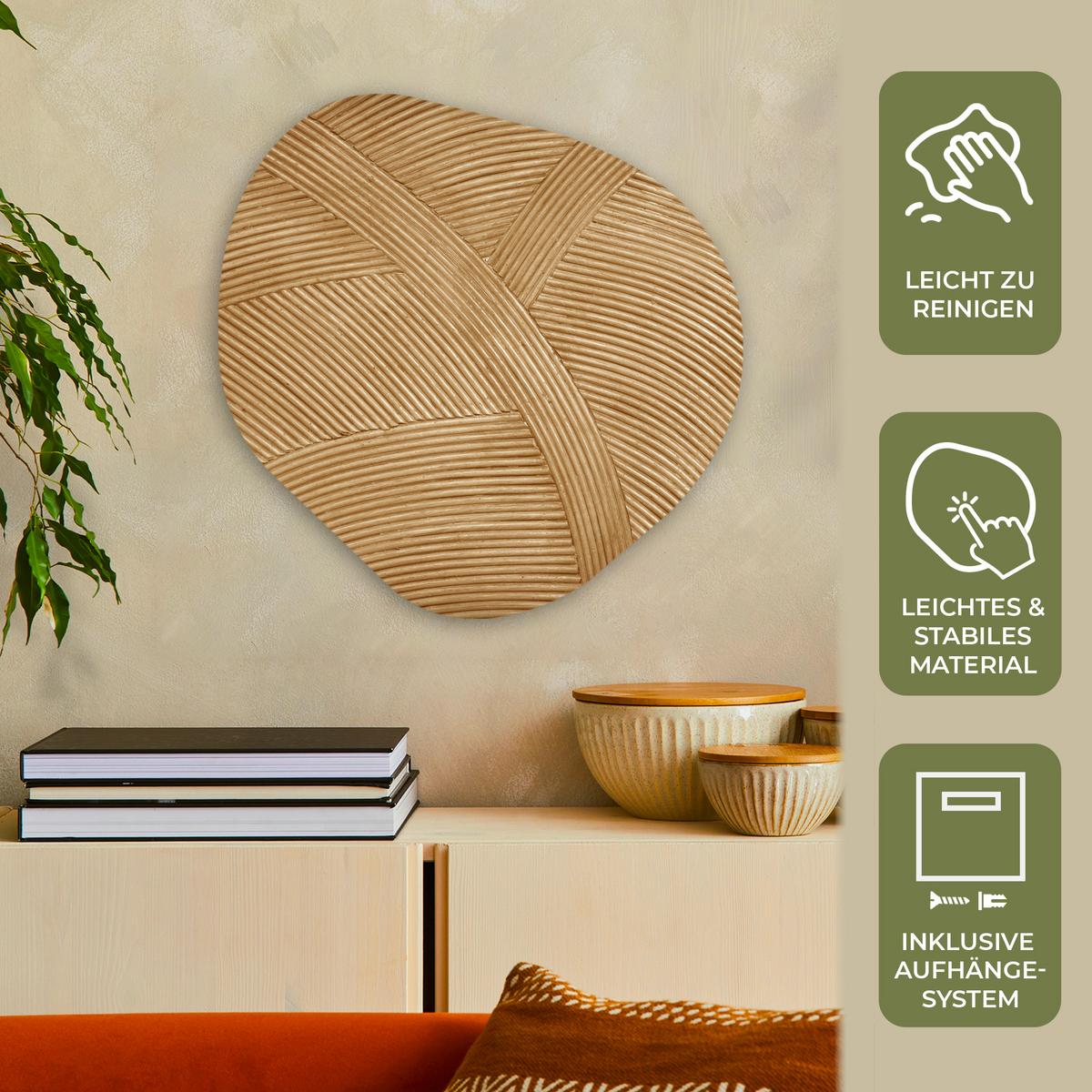 WANDBILD Struktur - Natur - Kunst - Rattan Wandbild 60x60 cm - Naturfarben, Kunststoff (60/60cm) - MuchoWow