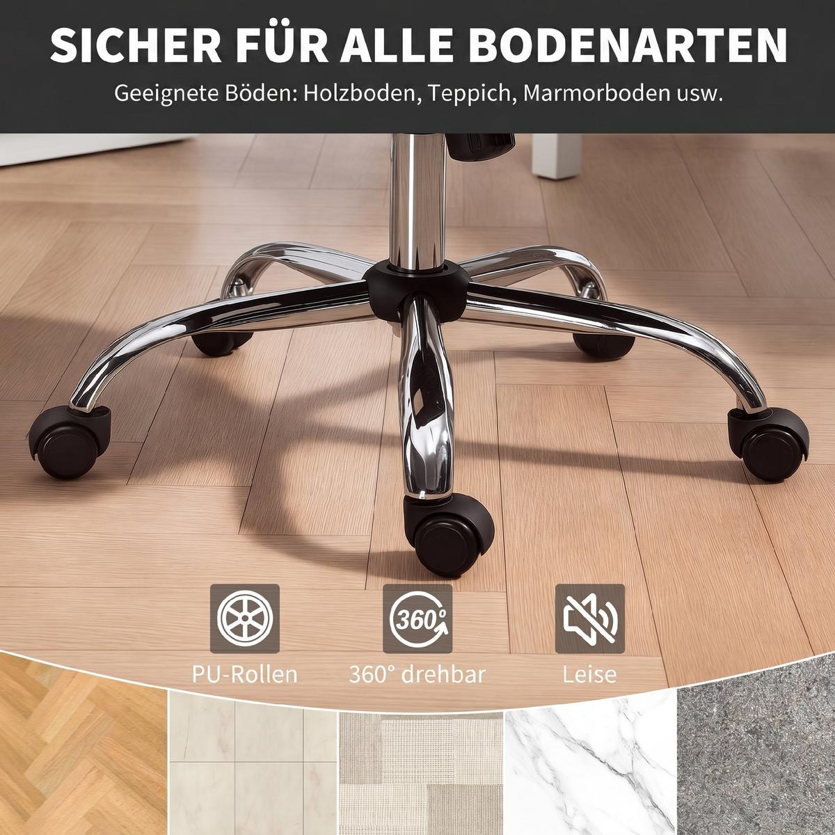 SCHREIBTISCHSTUHL Grau - Chromfarben/Grau, Textil/Metall (63/96/64cm) - HOMCOM