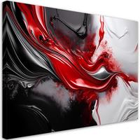 LEINWANDBILD Abstraktes Rot Schwarz 3D 100x70cm - Rot, Textil (100/70cm) - Feeby