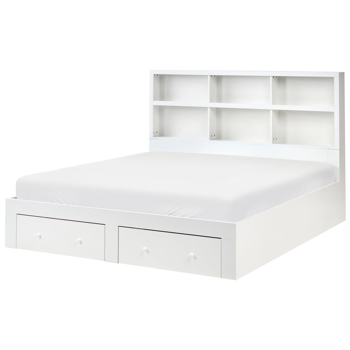 BETT mit Schubladen 180/200 cm MDF-Platte Weiß Tarare - Weiß, Holzwerkstoff (180/200cm) - Beliani