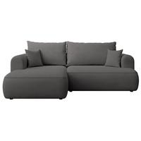 ECKSCHLAFSOFA Ovo Mini Dunkelgrau Easy-Clean-Chenille-Bezug - Dunkelgrau/Schwarz, Kunststoff/Textil (238/156cm) - Selsey