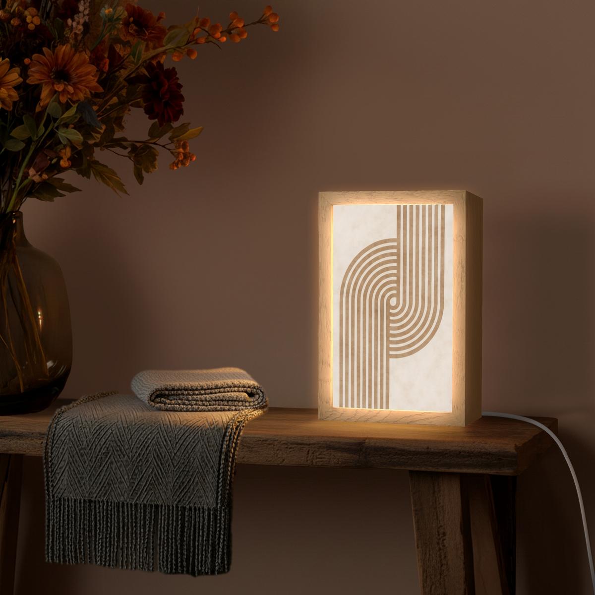 WANDLEUCHTE Symmetrische Biegung - kupferfarbig 20x30 cm - Beige, Holzwerkstoff (20/30/8cm) - OnlyWow