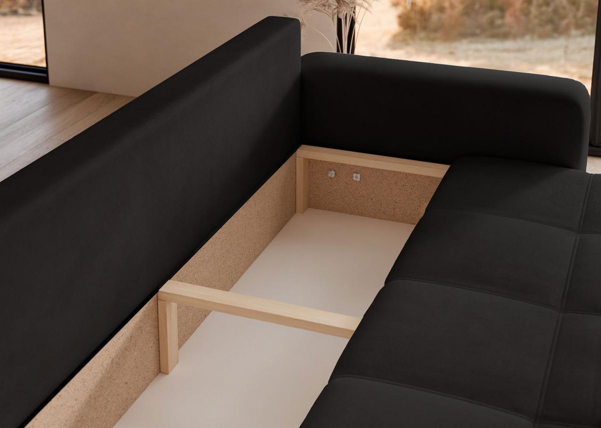 SCHLAFSOFA PEDRO mit Bettkasten Schwarz - Schwarz, Holzwerkstoff/Textil (244/79/93cm) - Idohome
