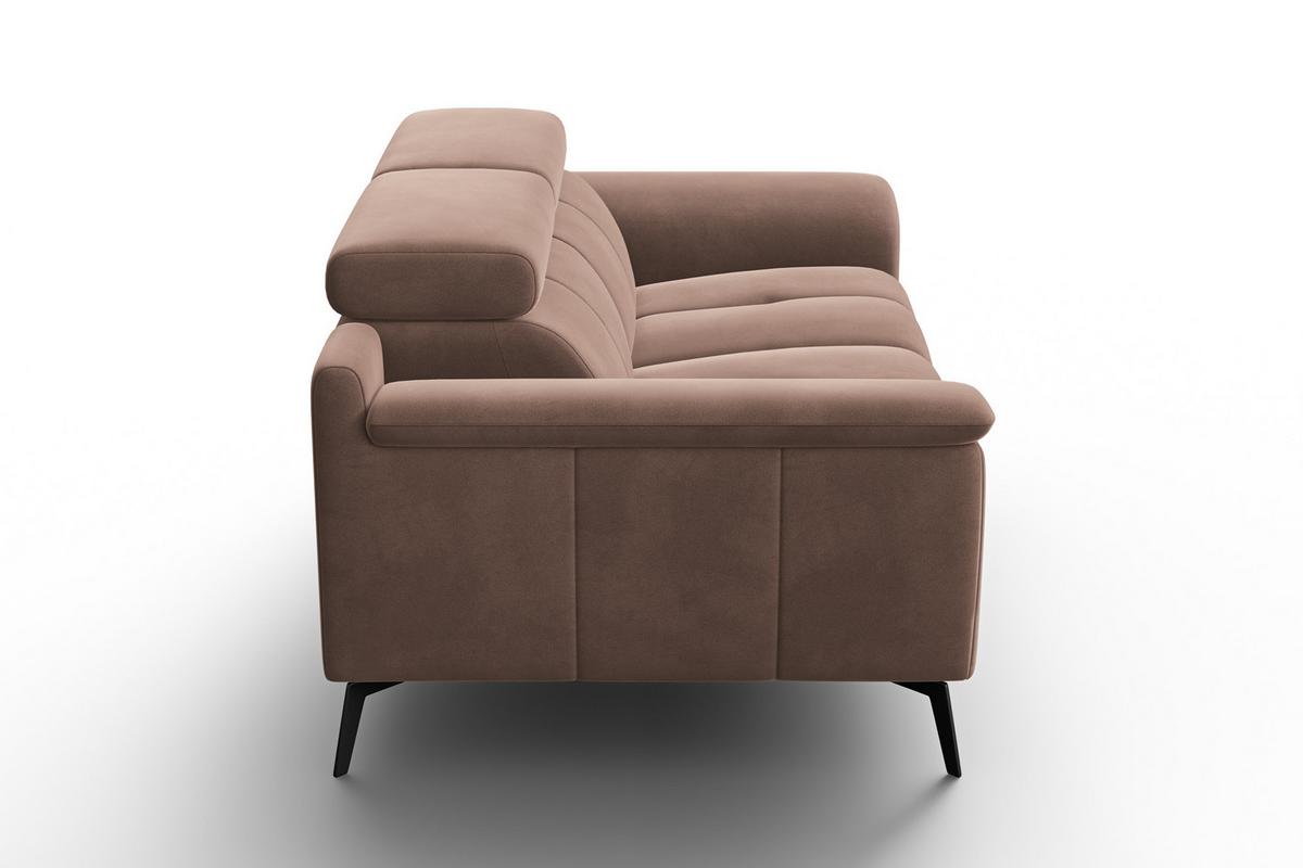 SOFA FIERO 2-Sitzer, Brauner Veloursstoff - Schwarz/Braun, Holz/Textil (170/82/103cm) - Courtois Laville