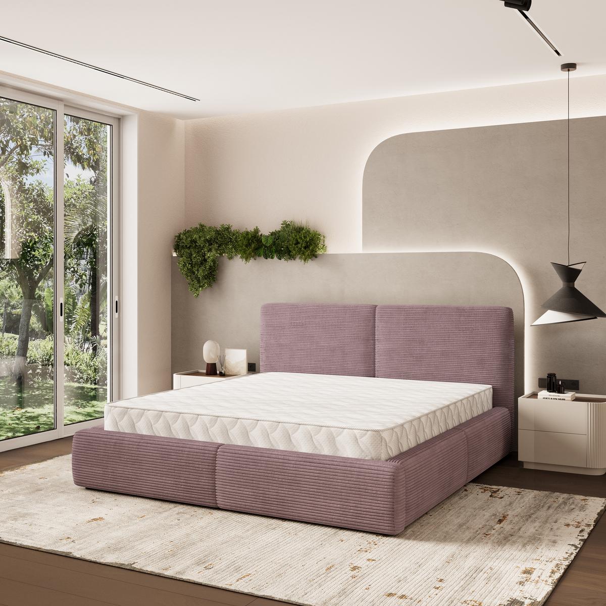 POLSTERBETT FELURO 180x200 cm mit Bettkästen - Lila - Lila, Holz (180/200cm) - MASSENO