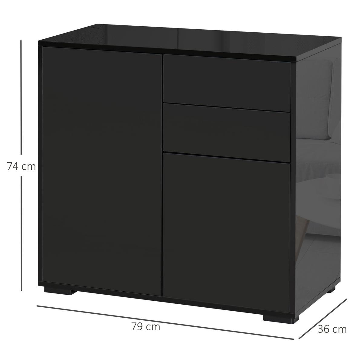 SIDEBOARD Schwarz, 79 x 36 x 74 cm - Schwarz, Holzwerkstoff (36/74/79cm) - HOMCOM