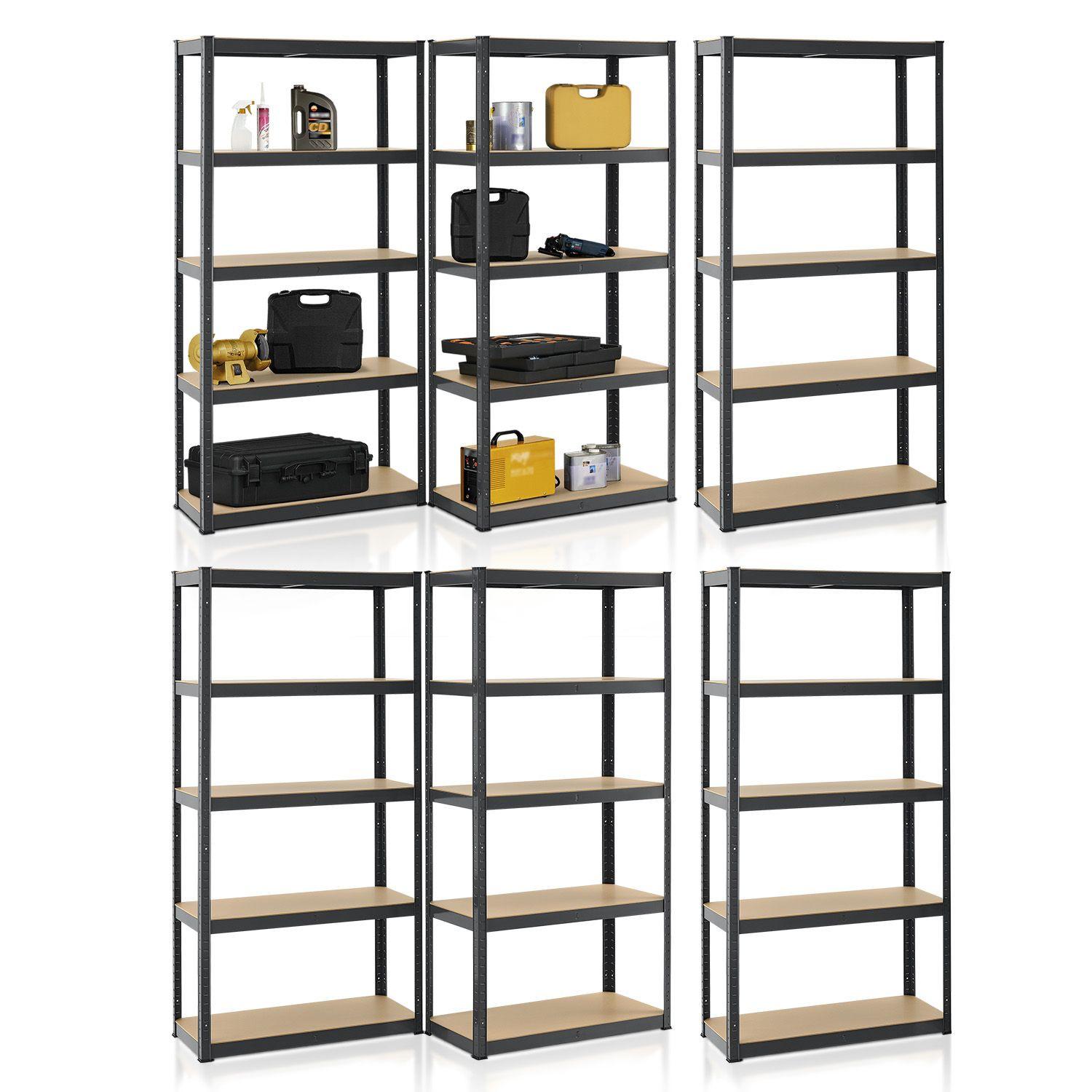 LAGERREGAL Basic grau 180x90x40 cm (6er-Set) - Grau, Metall (90/180/40cm) - Juskys