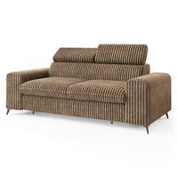 BETTSOFA BENETE Beige Cordstoff mit Schlaffunktion - Beige, Holz/Textil (191/89/92cm) - MASSENO