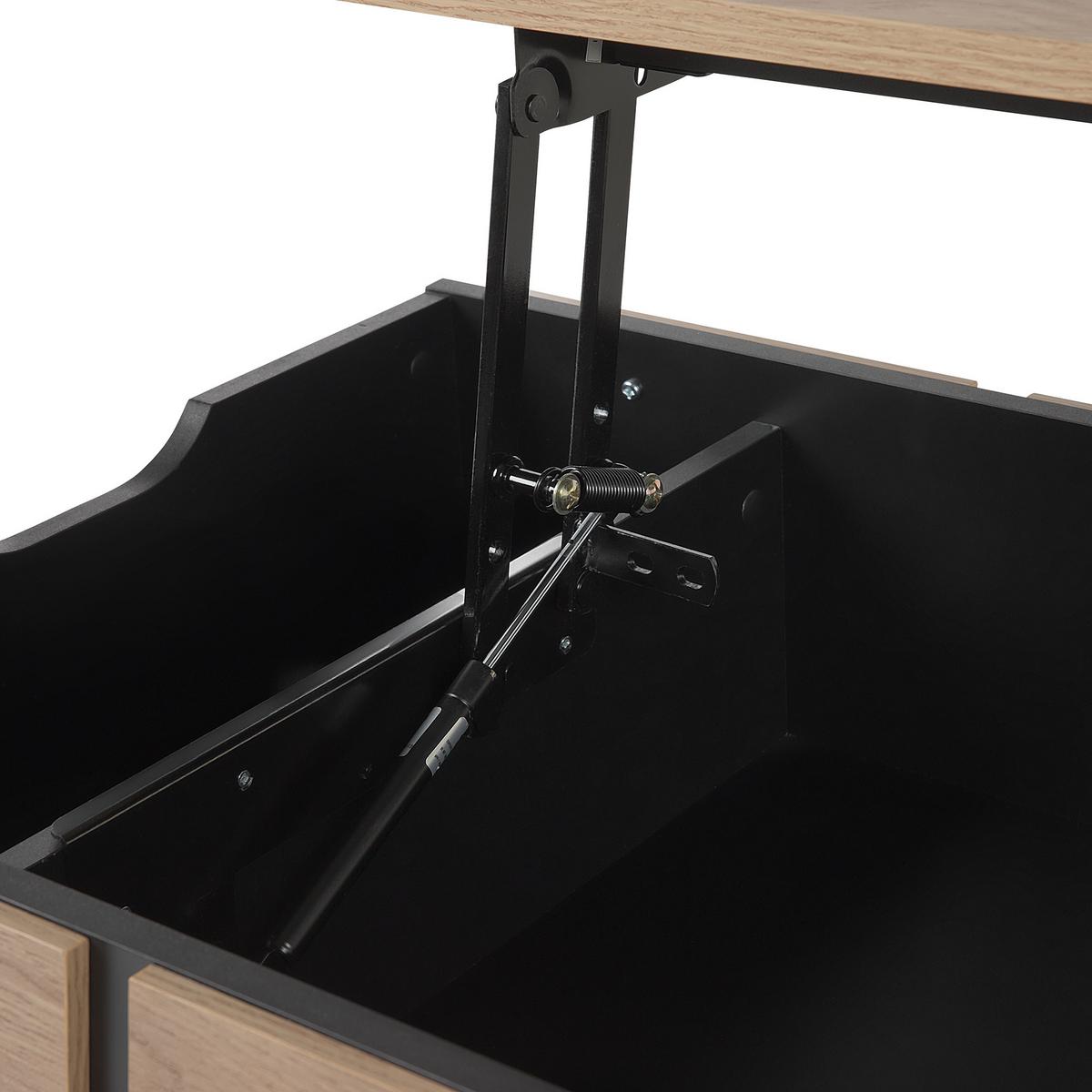 COUCHTISCH heller Holzfarbton/Schwarz rechteckig Blackpool - Schwarz/Braun, Holzwerkstoff (107/59/37cm) - Beliani