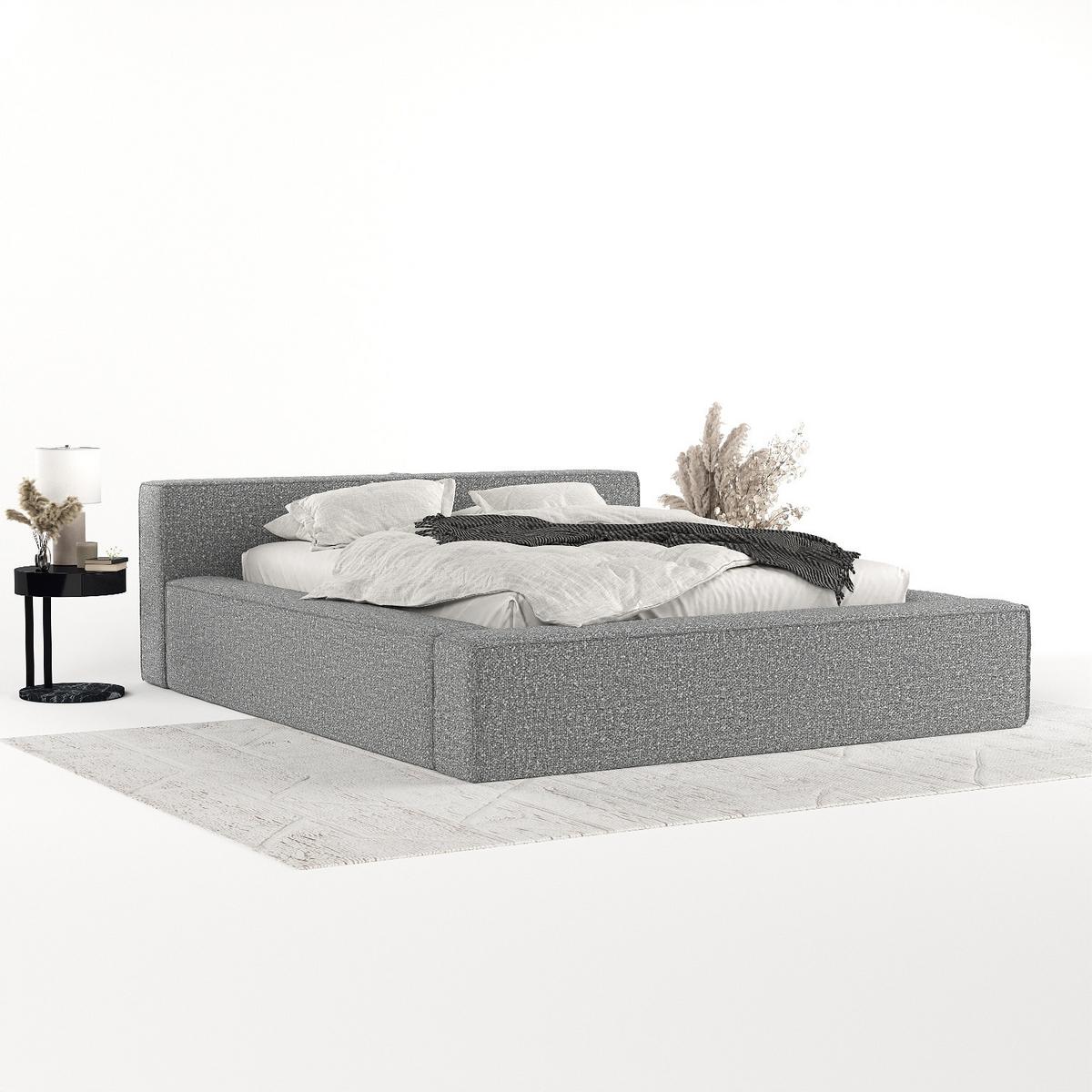POLSTERBETT Casto mit Stauraum 140/200 cm Hellgrau im Blur Stoff - Hellgrau/Schwarz, Holz/Holzwerkstoff (140/200cm) - AltaBeds