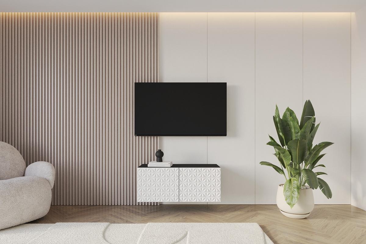 LOWBOARD VIRA-W 100x40x40 cm - Schwarz / Weiß - Weiß, Holzwerkstoff (100/40/40cm) - ALTDECOR