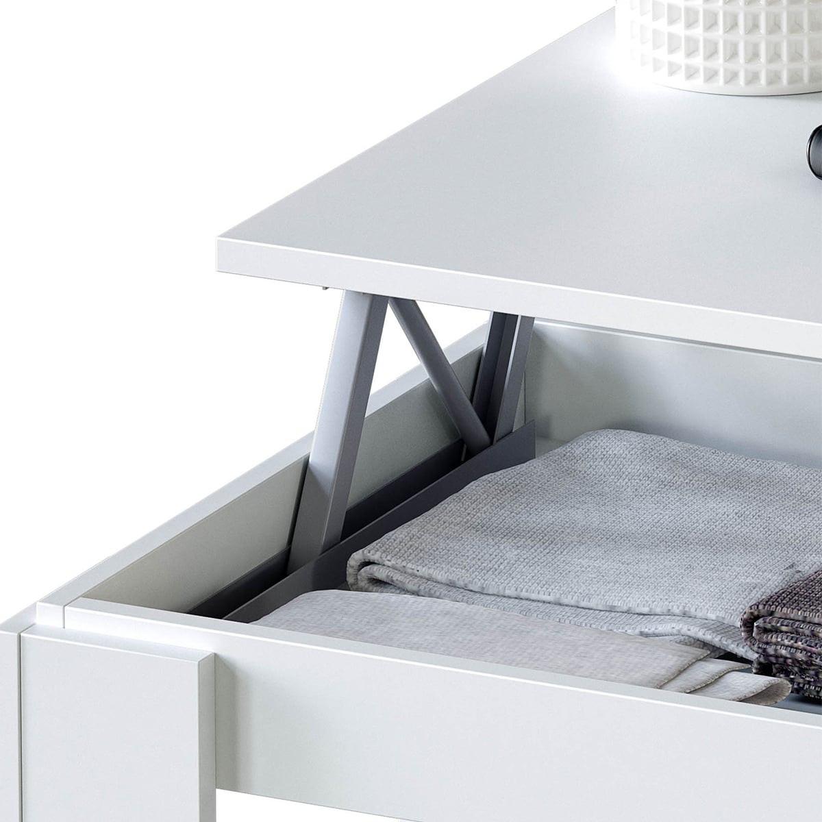 COUCHTISCH mit hochklappbarer Tischplatte L102 cm - Ambit - Weiß, Holzwerkstoff (8.3/50/43cm) - Calicosy