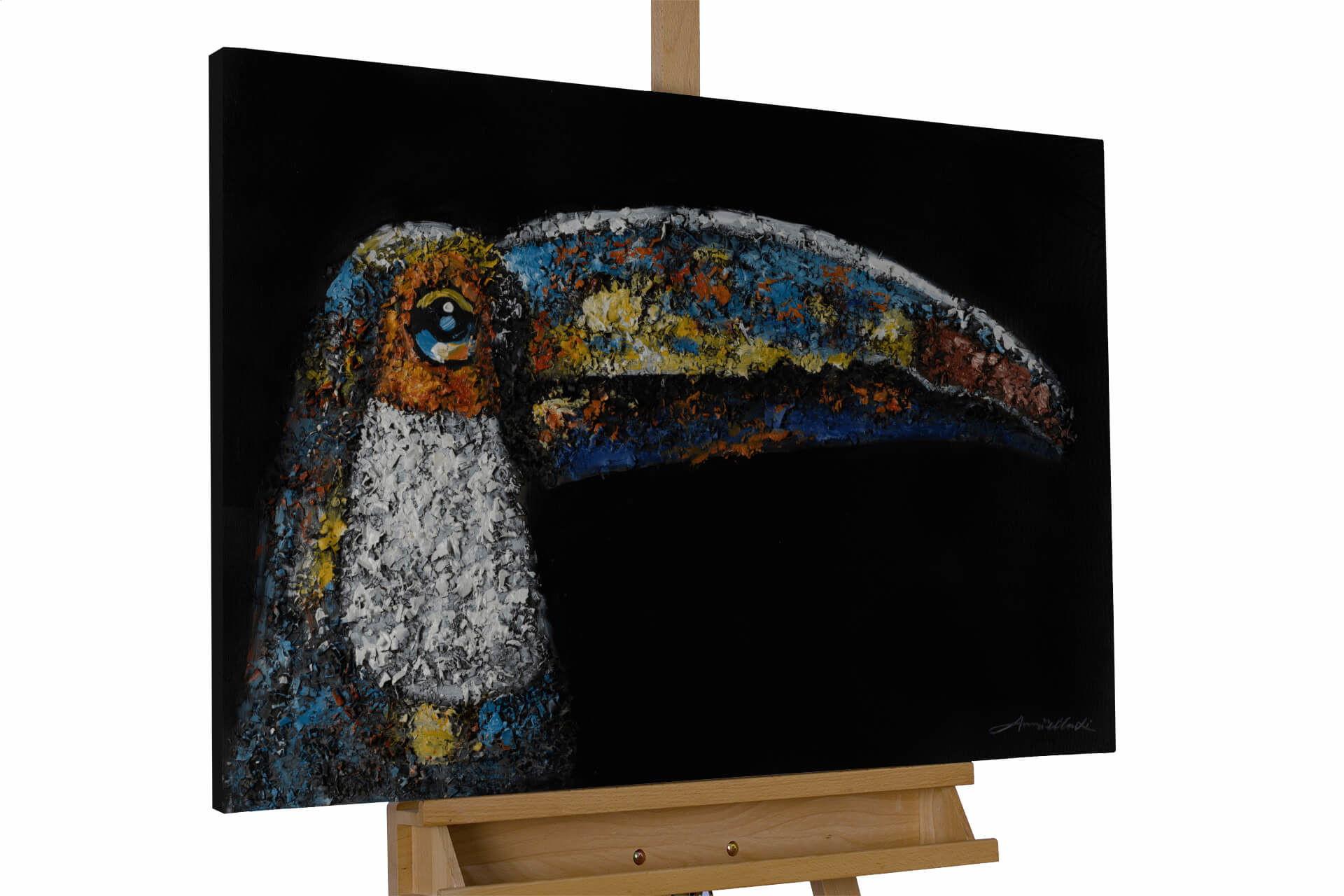ACRYLBILD HANDGEMALT 90/60 cm - Schwarz, Holz/Textil (90/60cm) - KUNSTLOFT