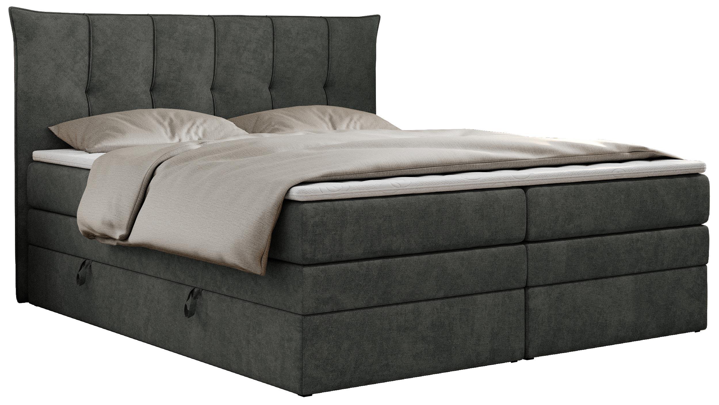 BOXSPRINGBETT PREMIUM 10 KING 200/200 Dunkelgrau Struktur - H3 - Dunkelgrau, Holz/Textil (200/200cm) - MKS
