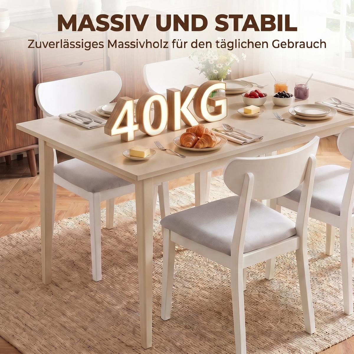 ESSTISCH Spanplatte Cremeweiß - Creme, Holz/Holzwerkstoff (180/90/76cm) - HOMCOM