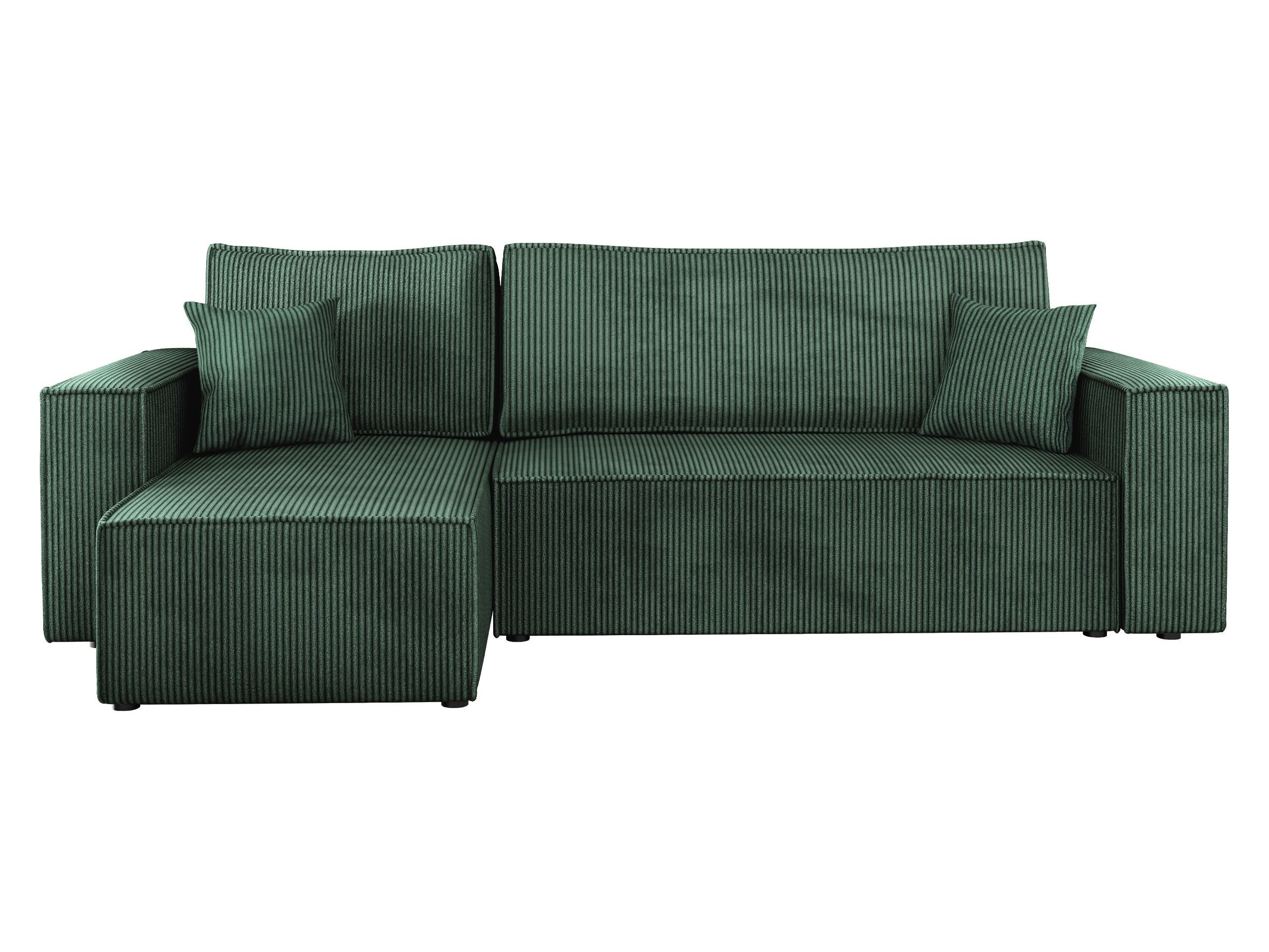 ECKSOFA Karl Cord - Schwarz/Grün, Holz/Kunststoff (244/145cm) - MIRJAN24