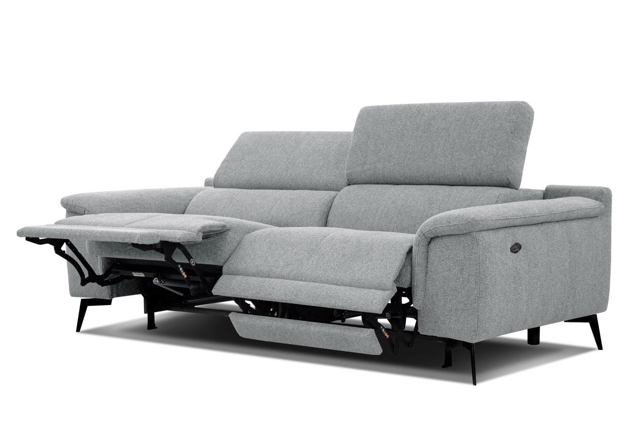 RELAXSOFA FIERO 3-Sitzer mit 2 Relaxfunktionen, silberfarben - Silberfarben/Schwarz, Holzwerkstoff/Textil (212/82/103cm) - Wozimo