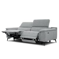 RELAXSOFA FIERO 3-Sitzer mit 2 Relaxfunktionen, silberfarben - Silberfarben/Schwarz, Holzwerkstoff/Textil (212/82/103cm) - Wozimo