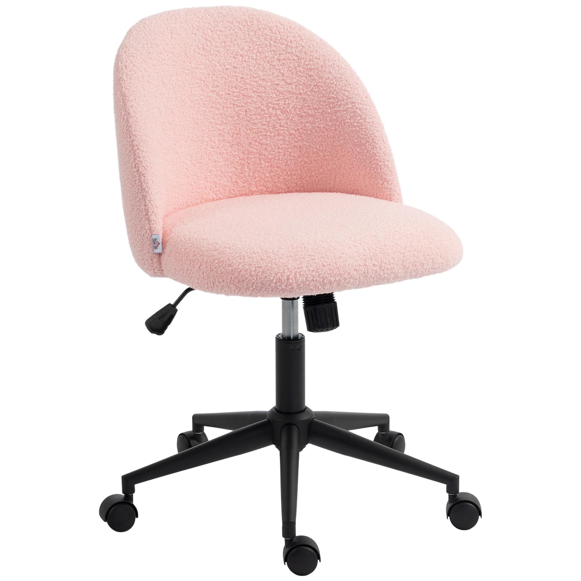 BÜROSTUHL Polyester Rosa - Schwarz/Rosa, Textil/Metall (52/84.5/59cm) - HOMCOM