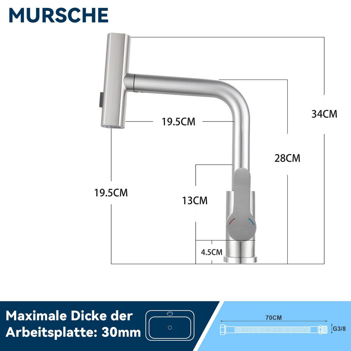 WASCHTISCHARMATUR Einbeck II 34/19.5/19.5cm - Weiß, Kunststoff (19.5/19.5/34cm) - Nettlife