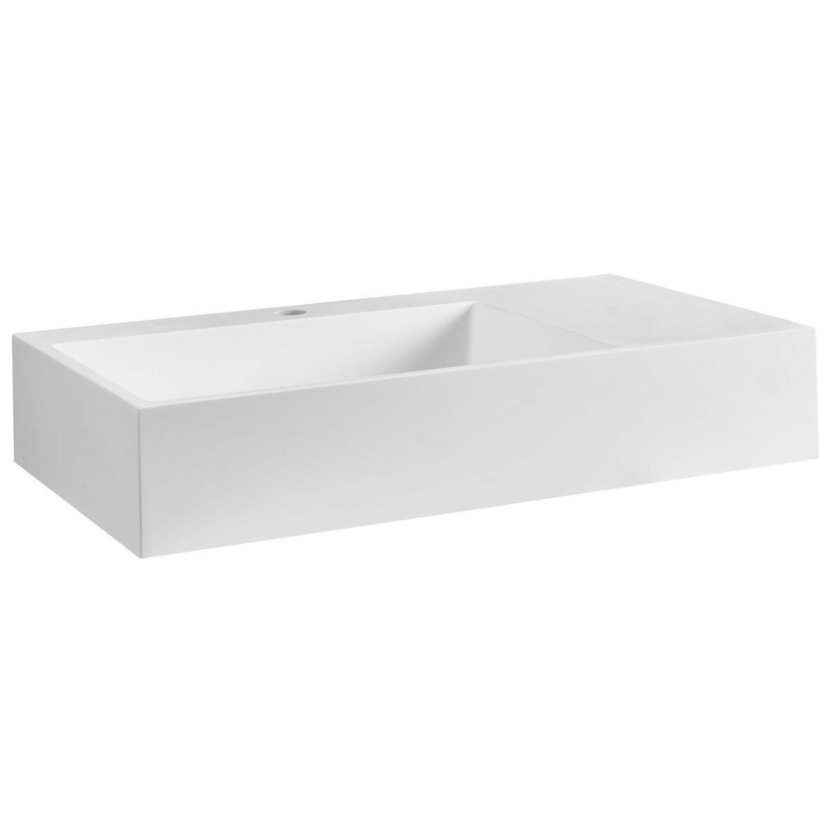 HÄNGEWASCHBECKEN Weiß 75/43 cm Mineralguss Cusco - Weiß, Naturmaterialen (75/15/43cm) - Beliani