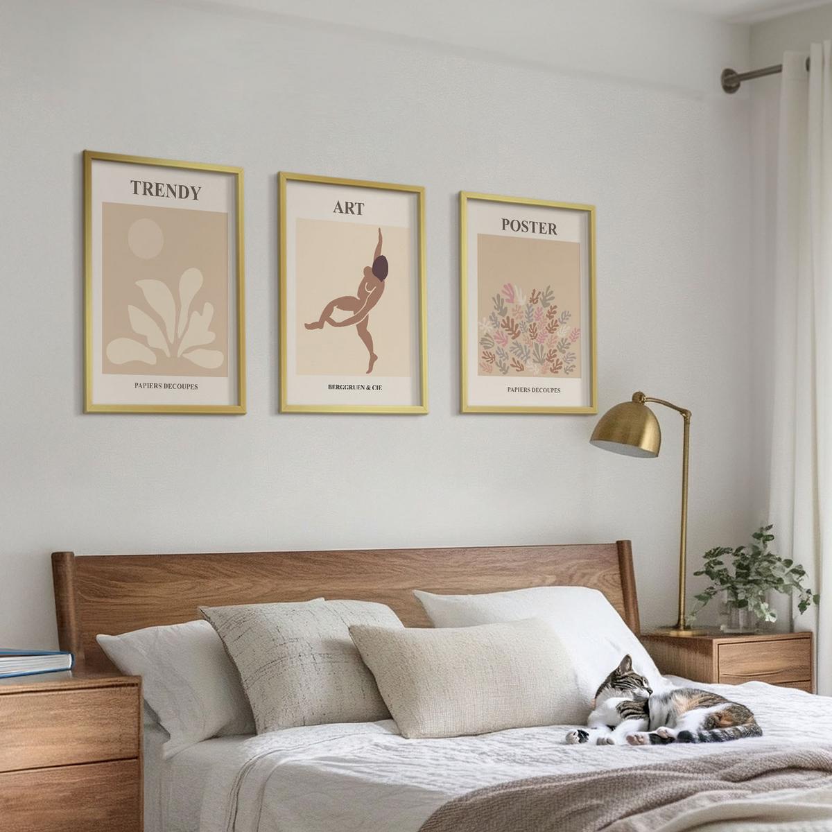 BILDER SET 3er Set - 40x60 cm Goldrahmen - Matisses abstrakte Formen - Goldfarben, Kunststoff (40/60cm) - TULUP