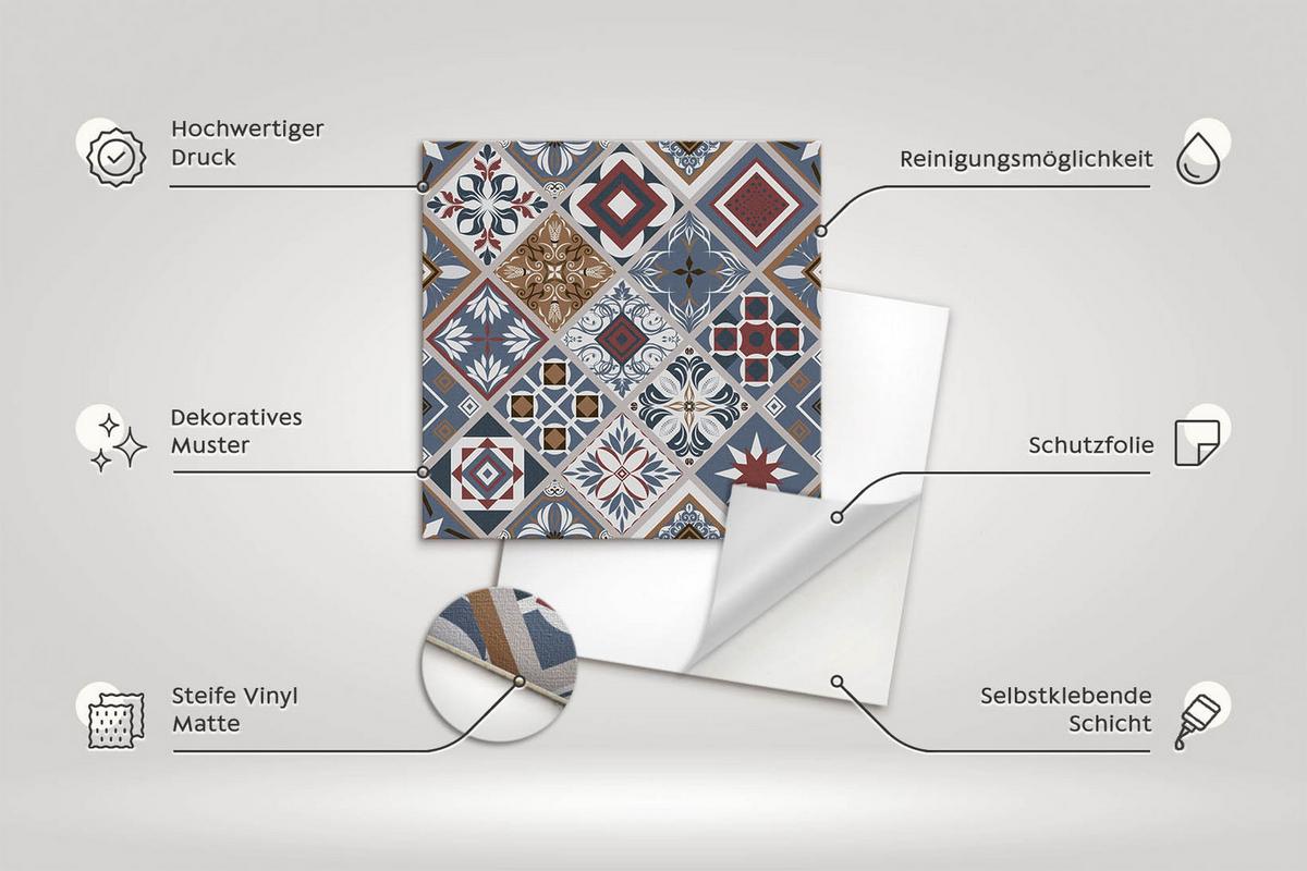 FLIESENAUFKLEBER 9 Stück 30x30 cm selbstklebend Rauten - Grau, Textil (30/1.6/30cm) - TULUP
