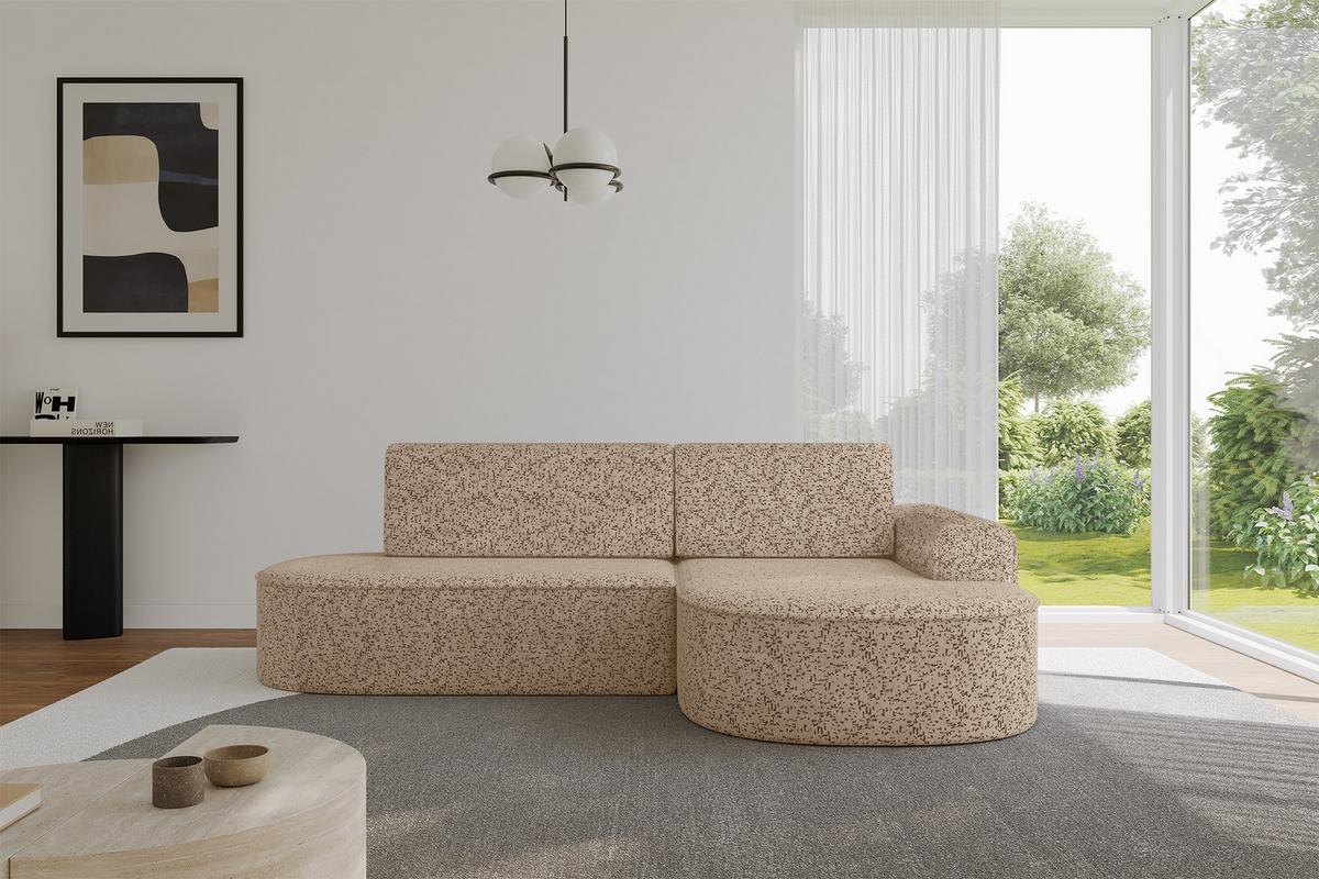 ECKSOFA mit Schlaffunktion und Bettkasten Ottomane Rechts MARI-L1-S - 283x167x73 cm Braun Tissu - Schwarz/Braun, Holzwerkstoff/Kunststoff (167/283cm) - ALTDECOR