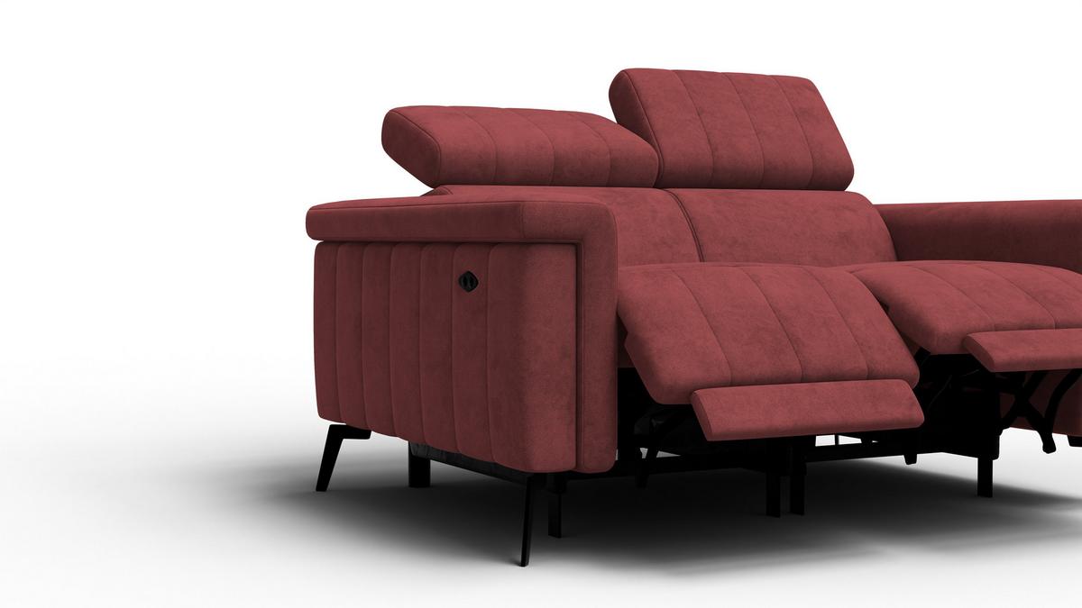 RELAXSOFA NORDEL 2-Sitzer, bordeaux - Bordeaux/Schwarz, Holz/Textil (150/80/105cm) - Wozimo