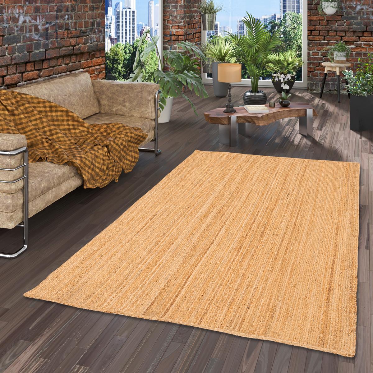 NATURFASER TEPPICH JUTE SALSA UNI - Beige, Textil (140/200cm) - Pergamon