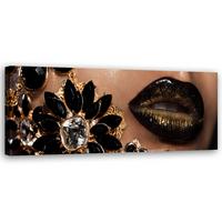 WANDBILD schwarze lippen - Schwarz, Textil (90/30cm) - Feeby